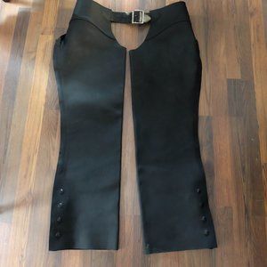 B Bar B Leather Chaps Mens Large Black Heavy Motorcycle Moto Western Riding